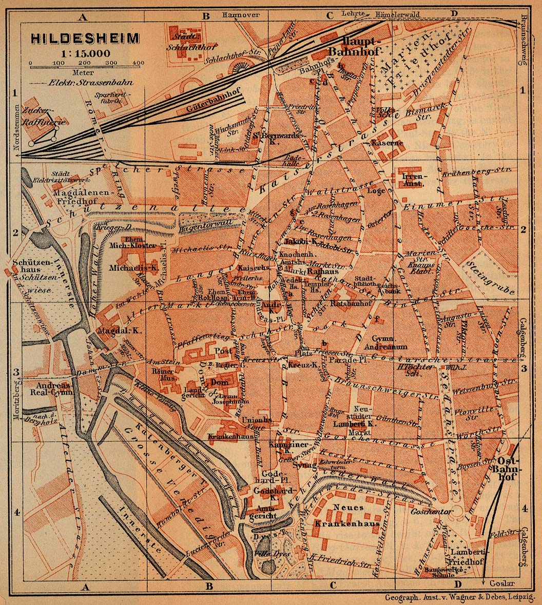 Mapa de Hildesheim, Alemania 1910