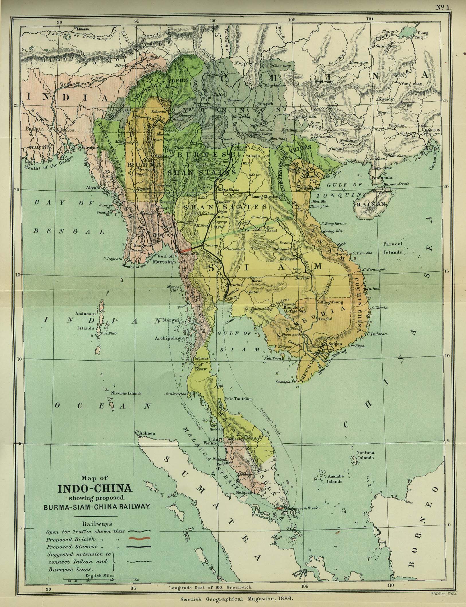 Mapa de Indo - China 1886