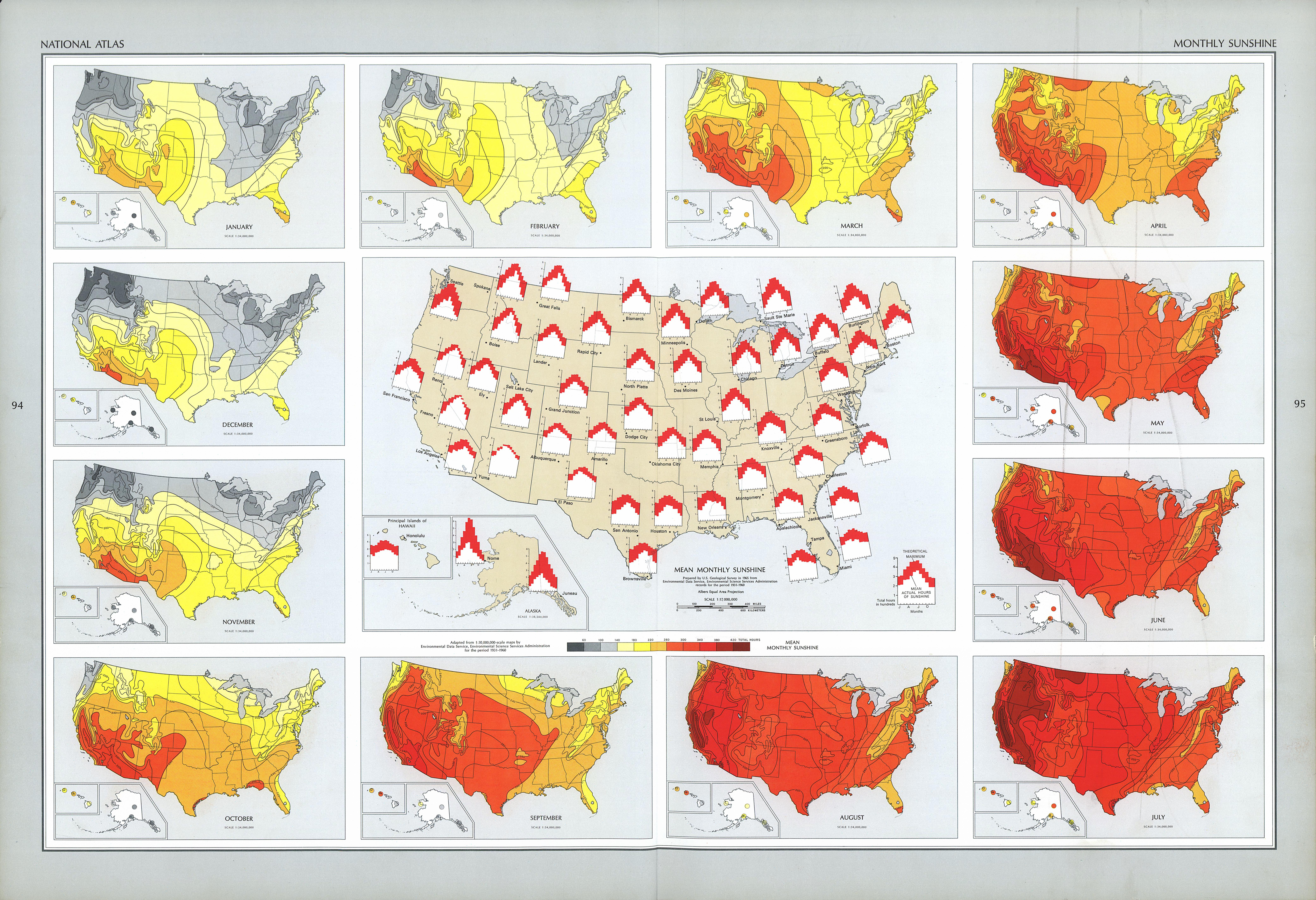 Mapa de Irradiación Solar Media Mensual Estados Unidos