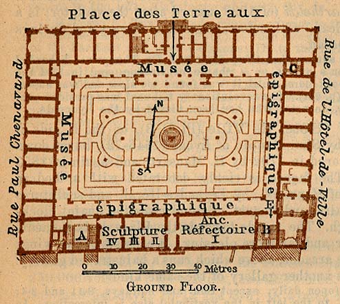 Mapa de Lyon (Palais St-Pierre), Francia 1914