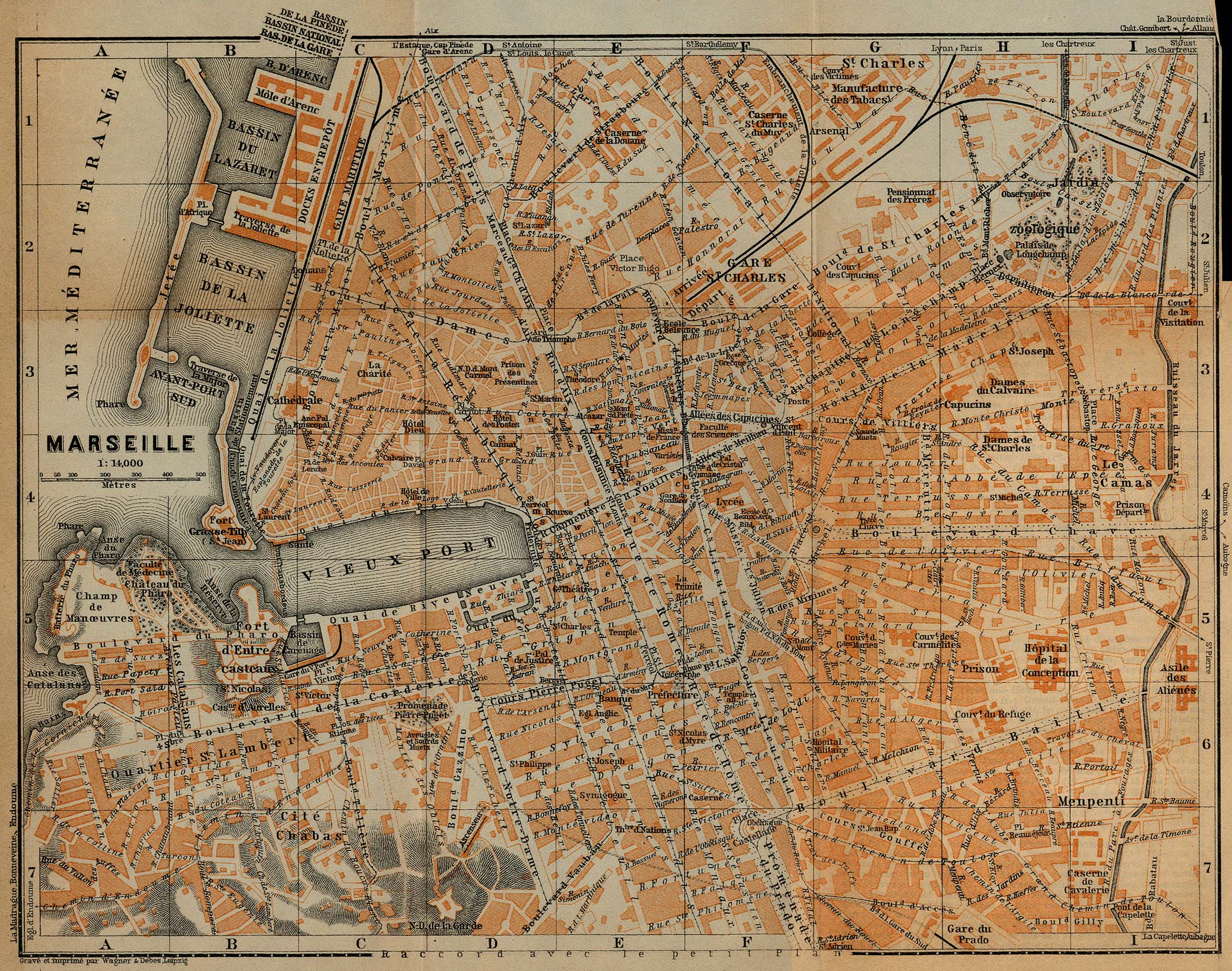 Mapa de Marsella, Francia 1914