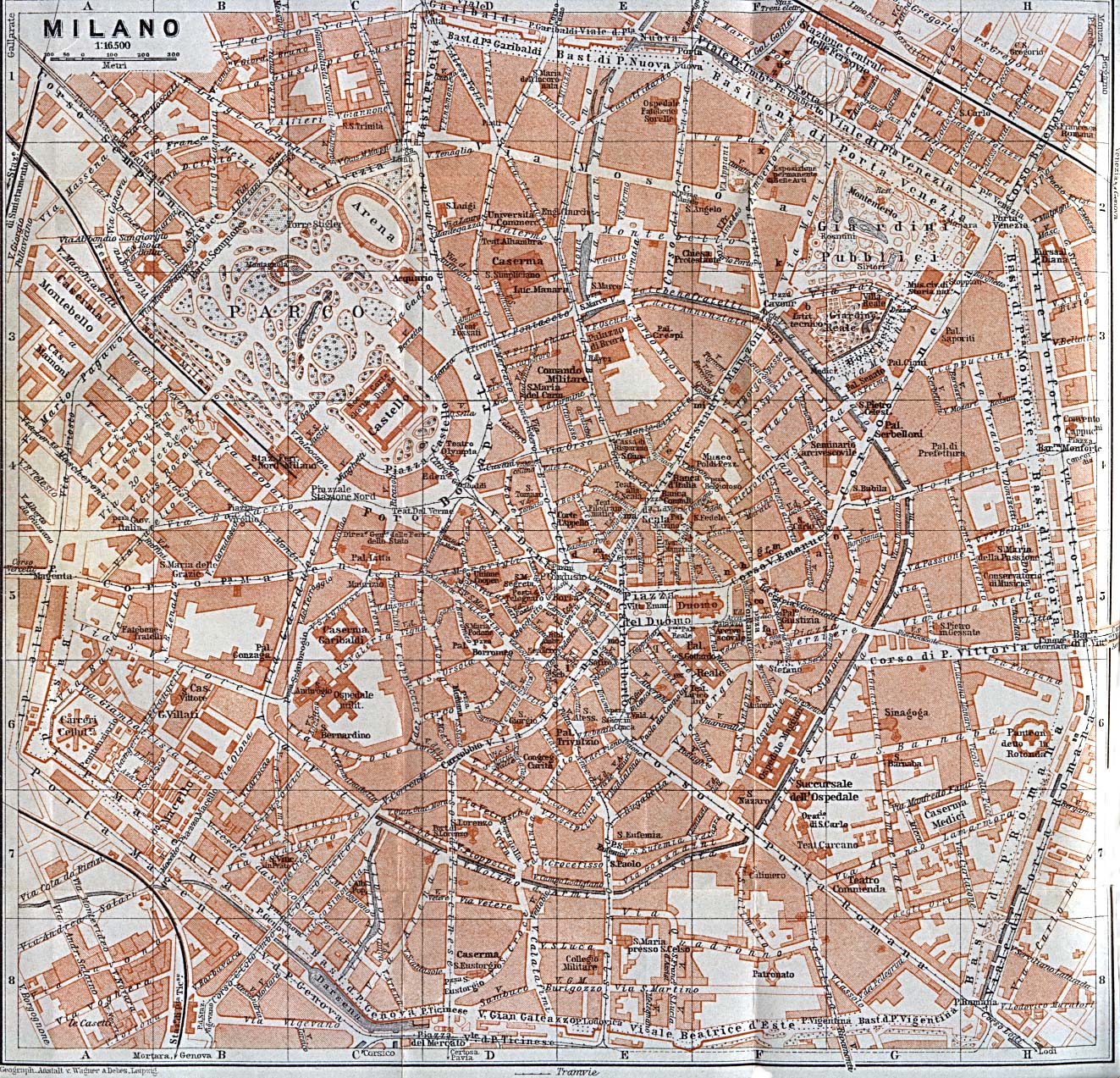 Mapa de Milán, Italia 1913