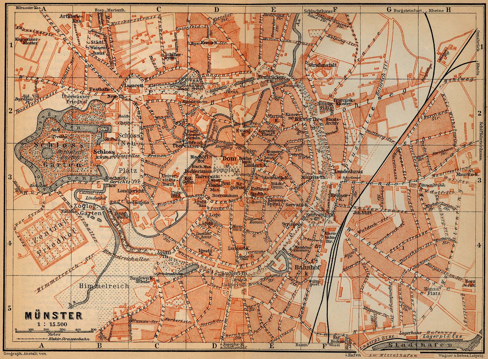 Mapa de Münster, Alemania 1910