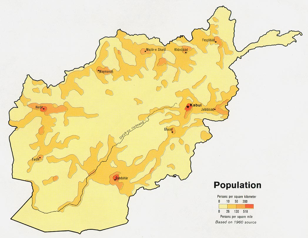 Mapa de Población de Afganistán