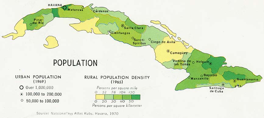 Mapa de Población de Cuba