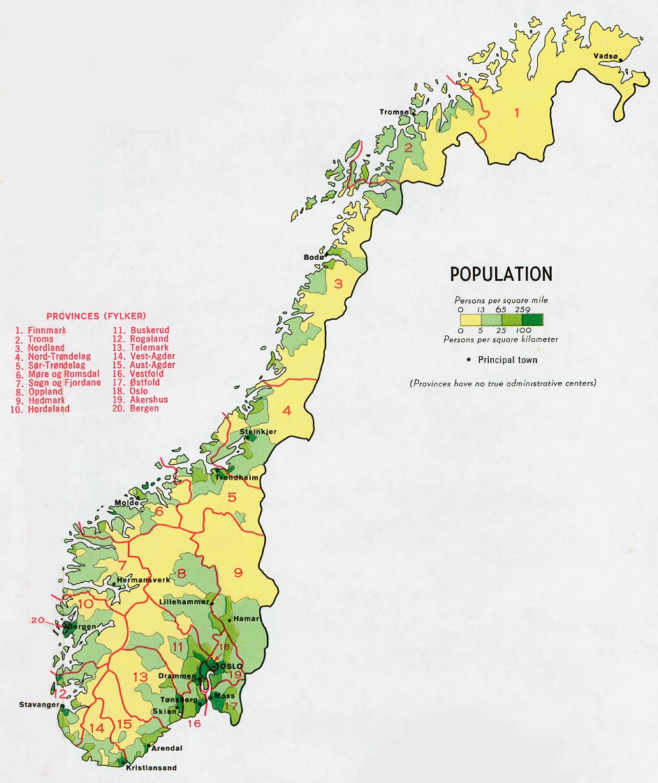 Mapa de Población de Noruega