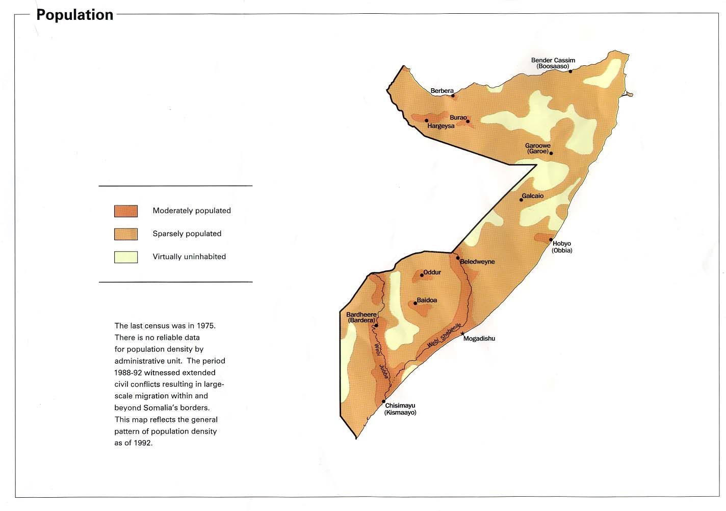 Mapa de Población de Somalia