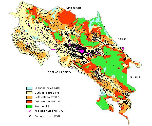 Mapa de Población y Deforestación, Costa Rica