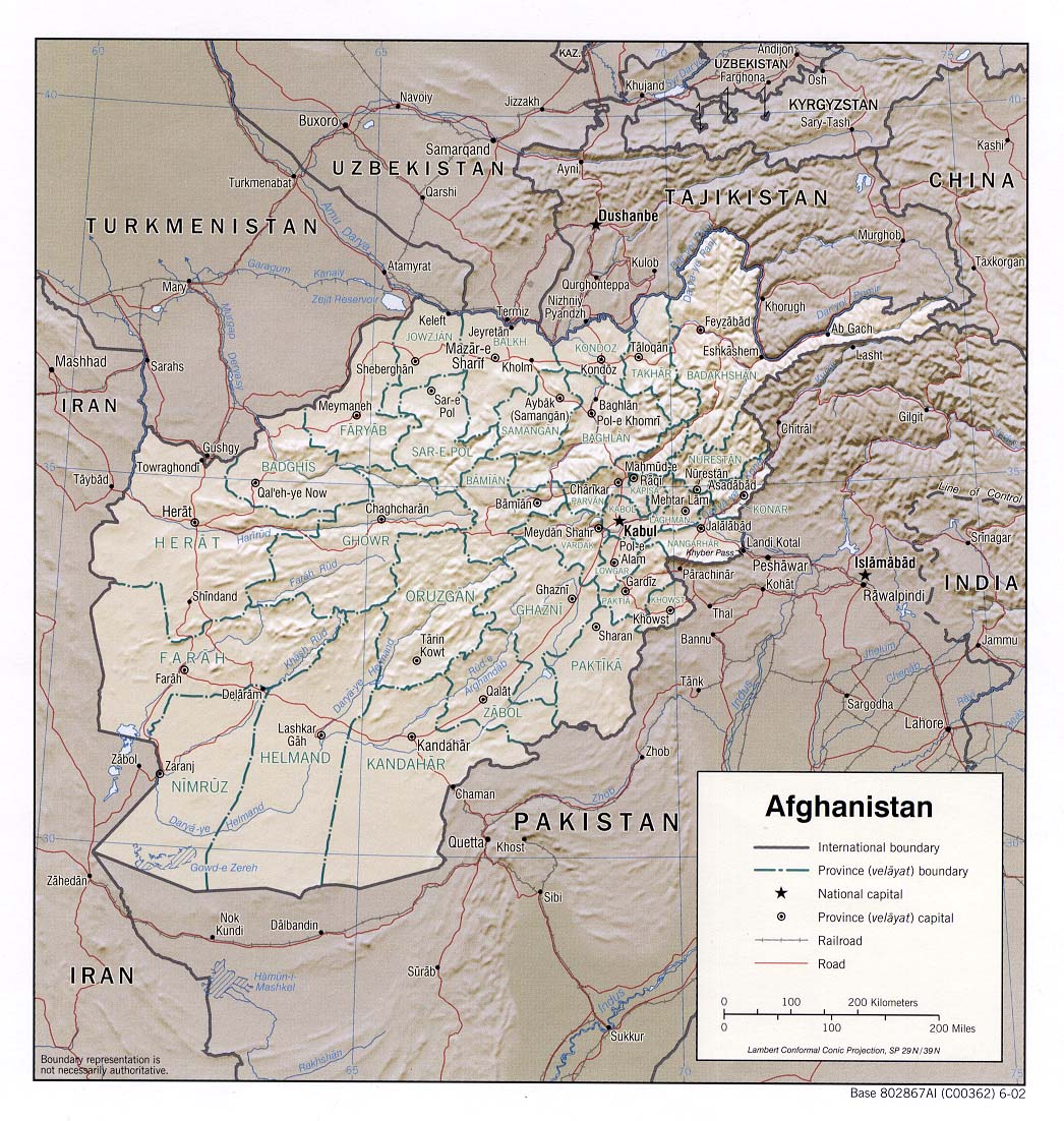 Mapa de Relieve Sombreado de Afganistán