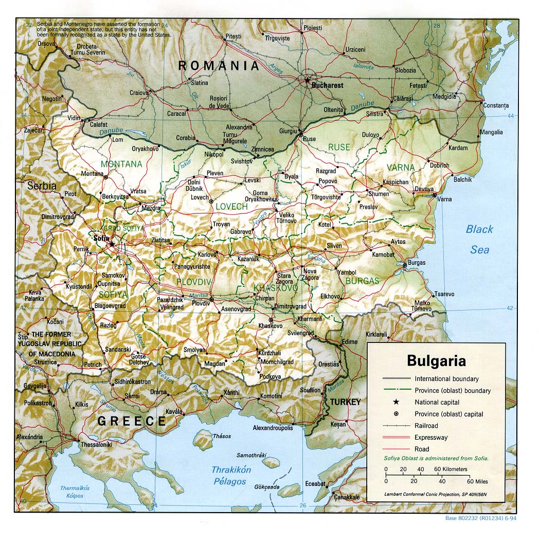 Mapa de Relieve Sombreado de Bulgaria