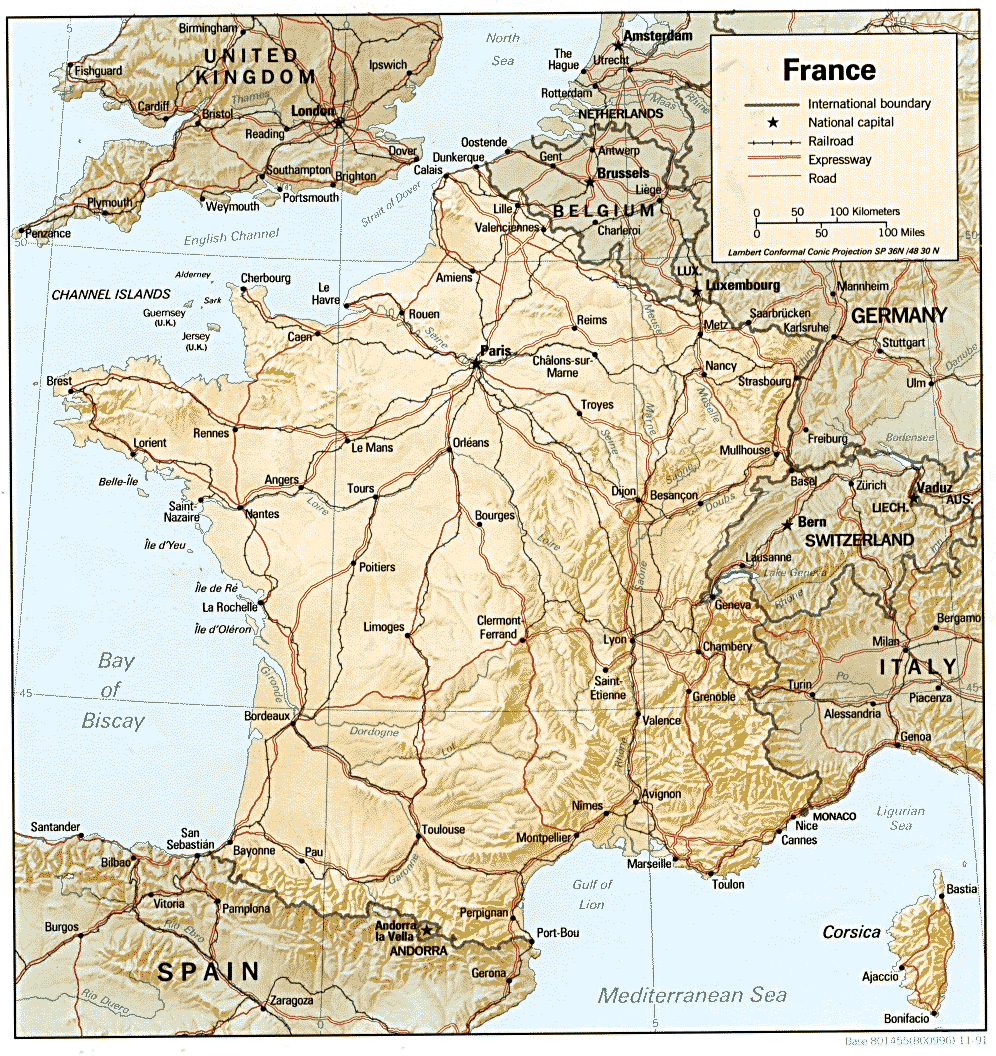 Mapa de Relieve Sombreado de Francia