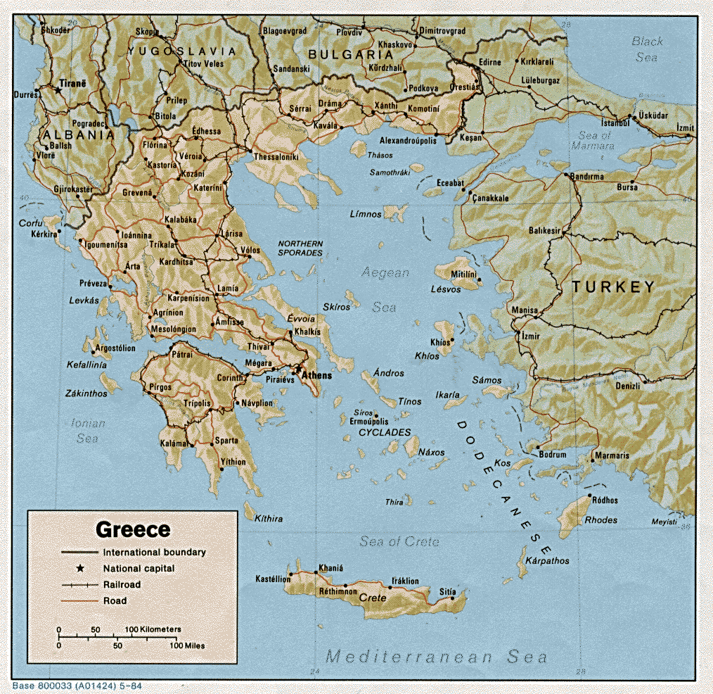Mapa de Relieve Sombreado de Grecia
