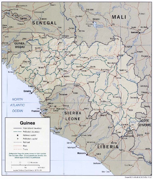 Mapa de Relieve Sombreado de Guinea