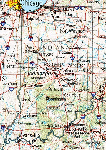 Indiana On Map Of United States Maps Of Indiana Shaded Relief Map, United States - Mapa.owje.com