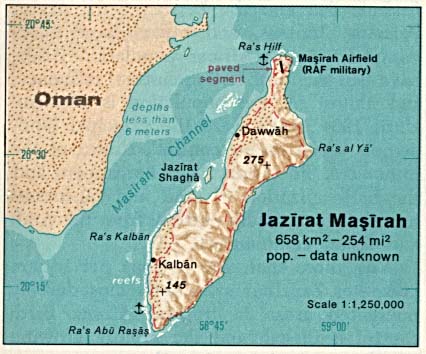 Mapa de Relieve Sombreado de Jazirat Masirah, Omán