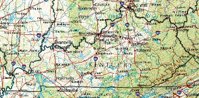 Mapa de Relieve Sombreado de Kentucky, Estados Unidos