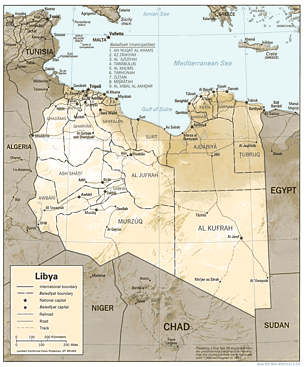 Mapa de Relieve Sombreado de Libia