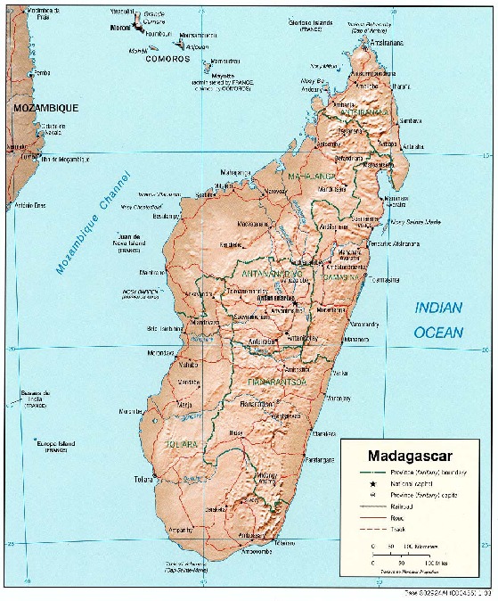 Mapa de Relieve Sombreado de Madagascar