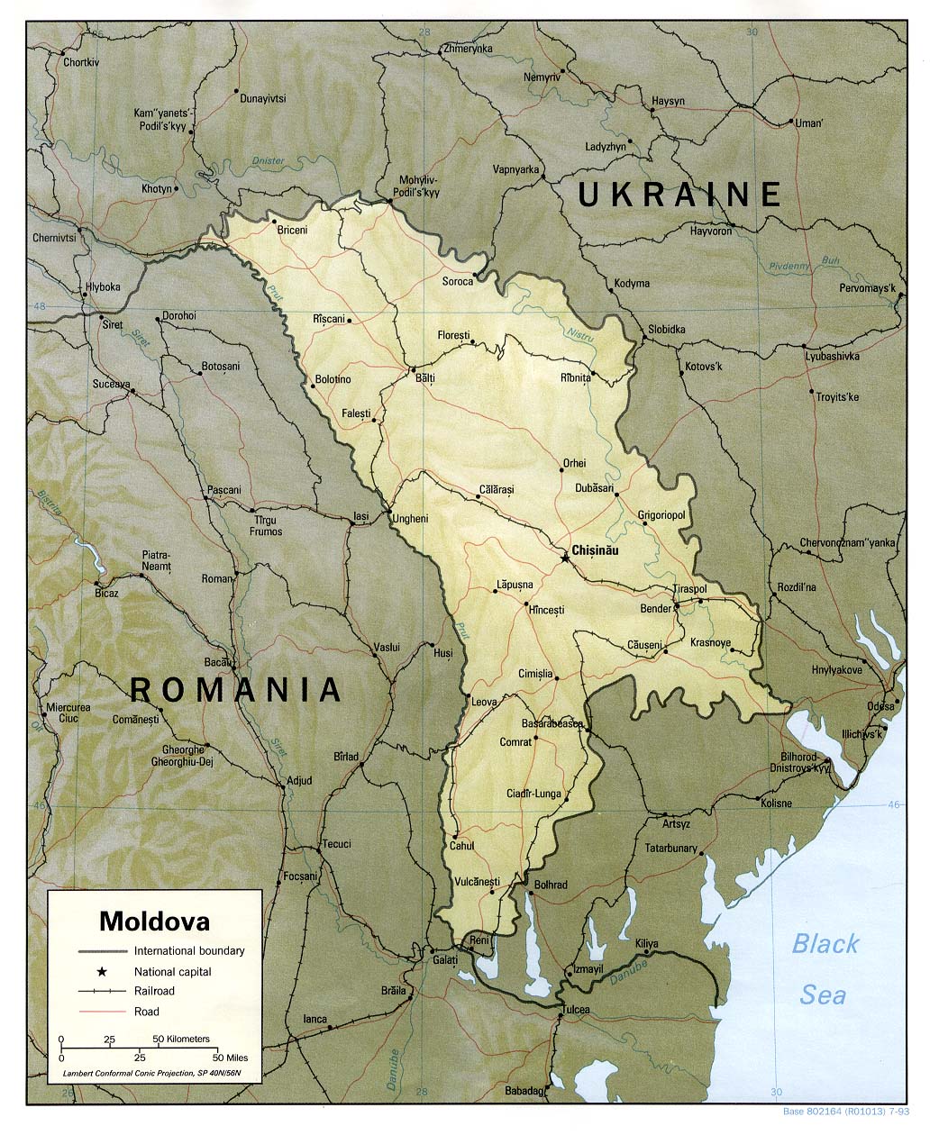 Mapa de Relieve Sombreado de Moldavia