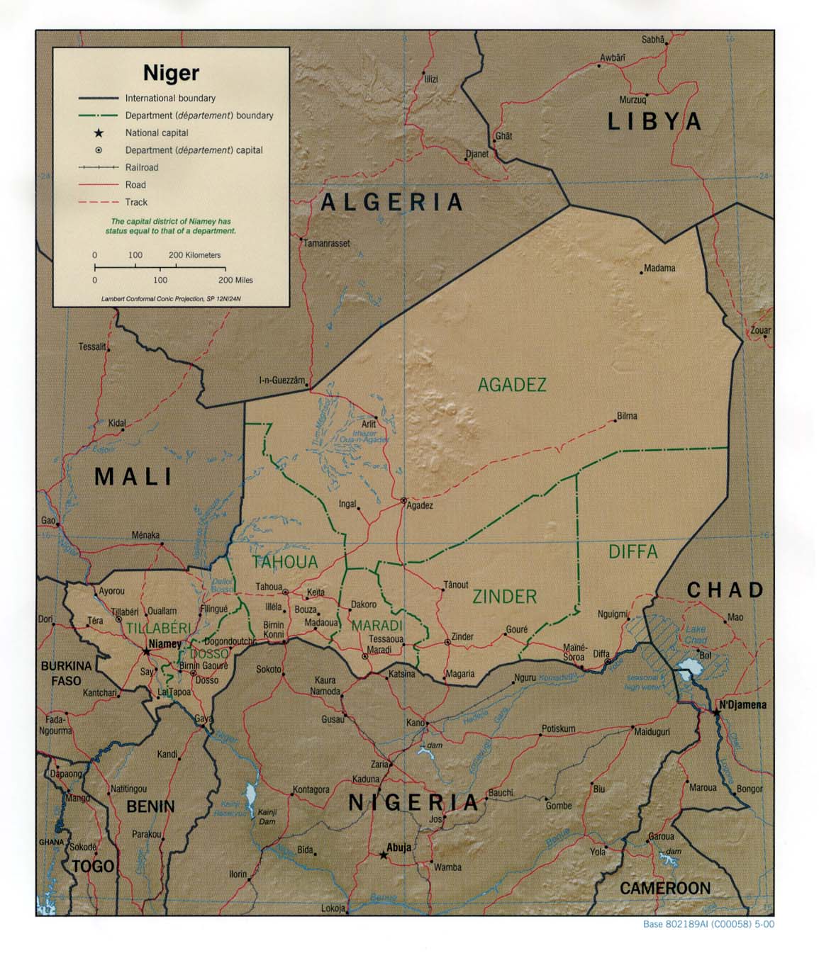 Mapa de Relieve Sombreado de Níger