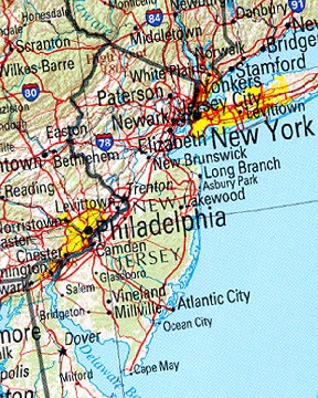 Mapa de Relieve Sombreado de Nueva Jersey, Estados Unidos
