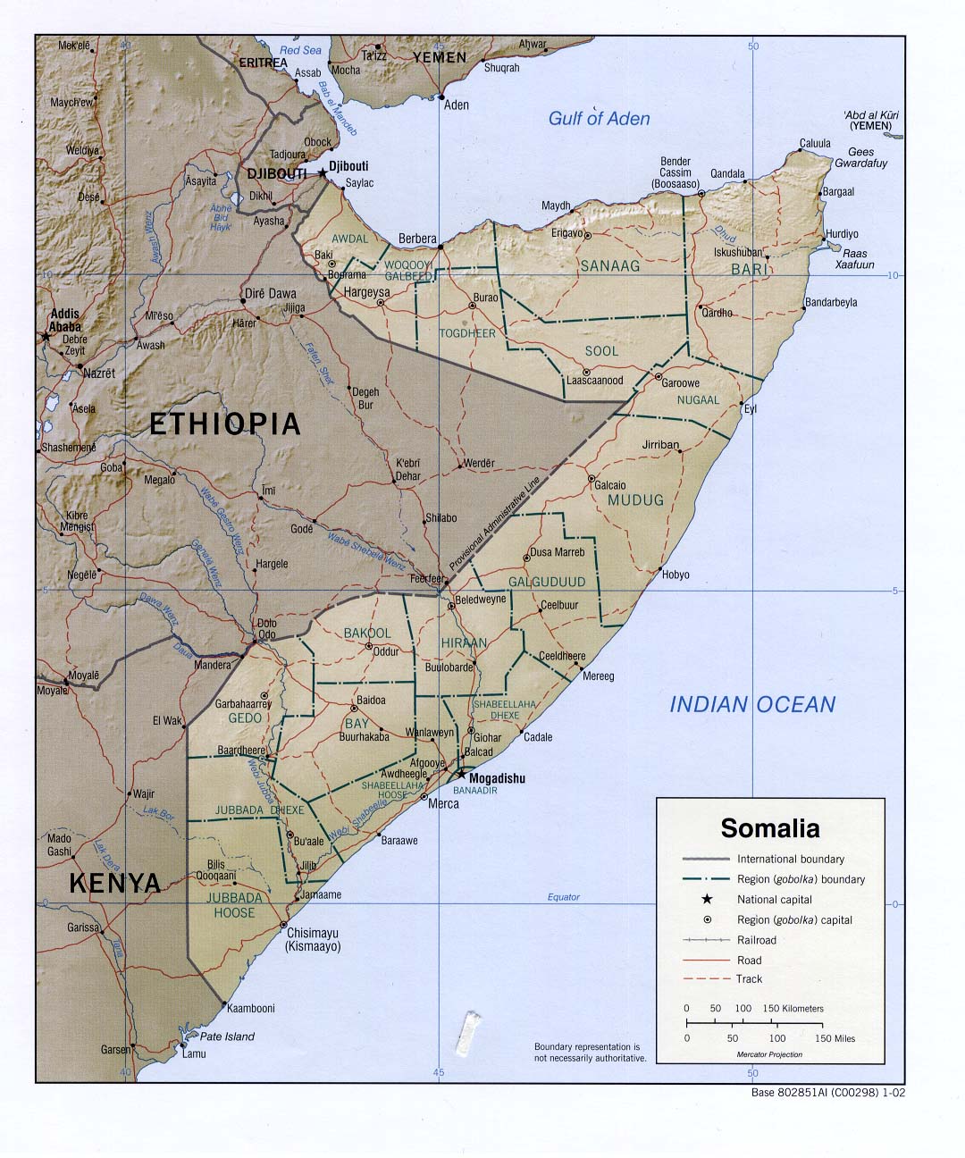 Mapa de Relieve Sombreado de Somalia