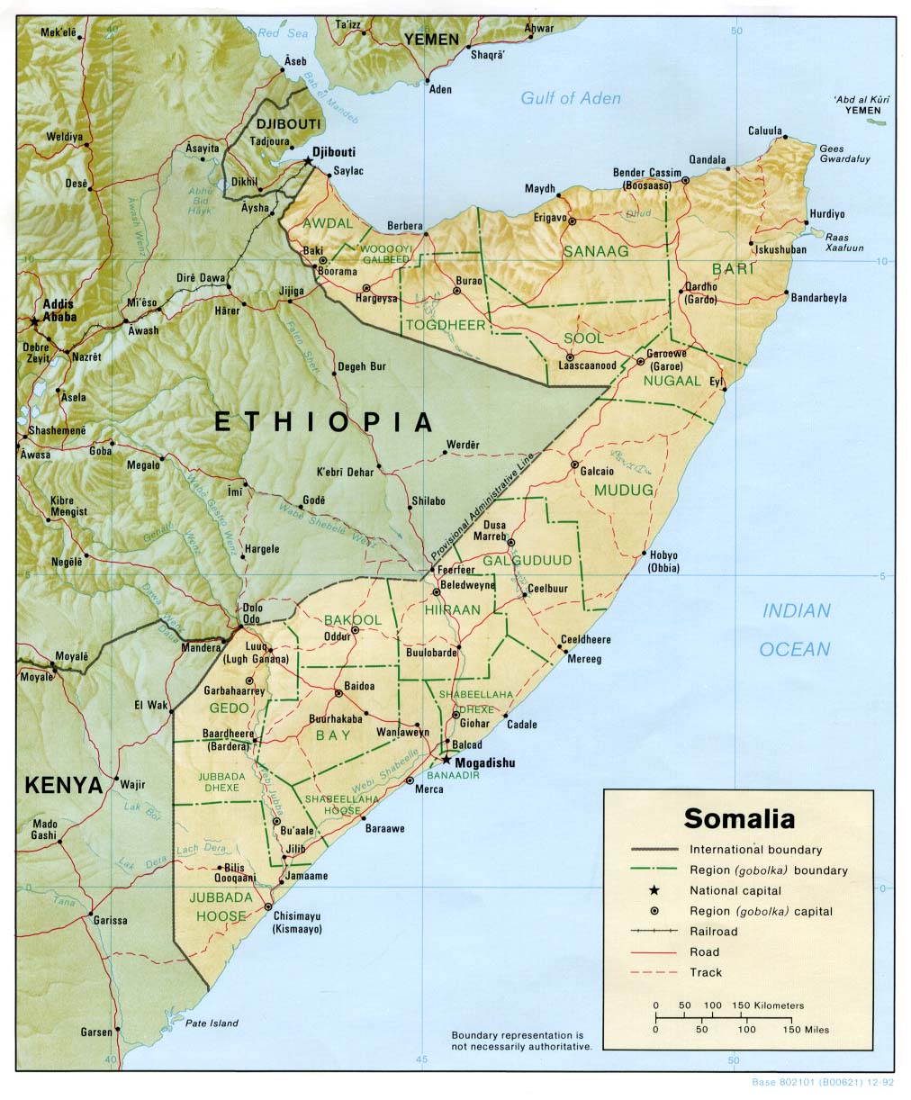 Mapa de Relieve Sombreado de Somalia