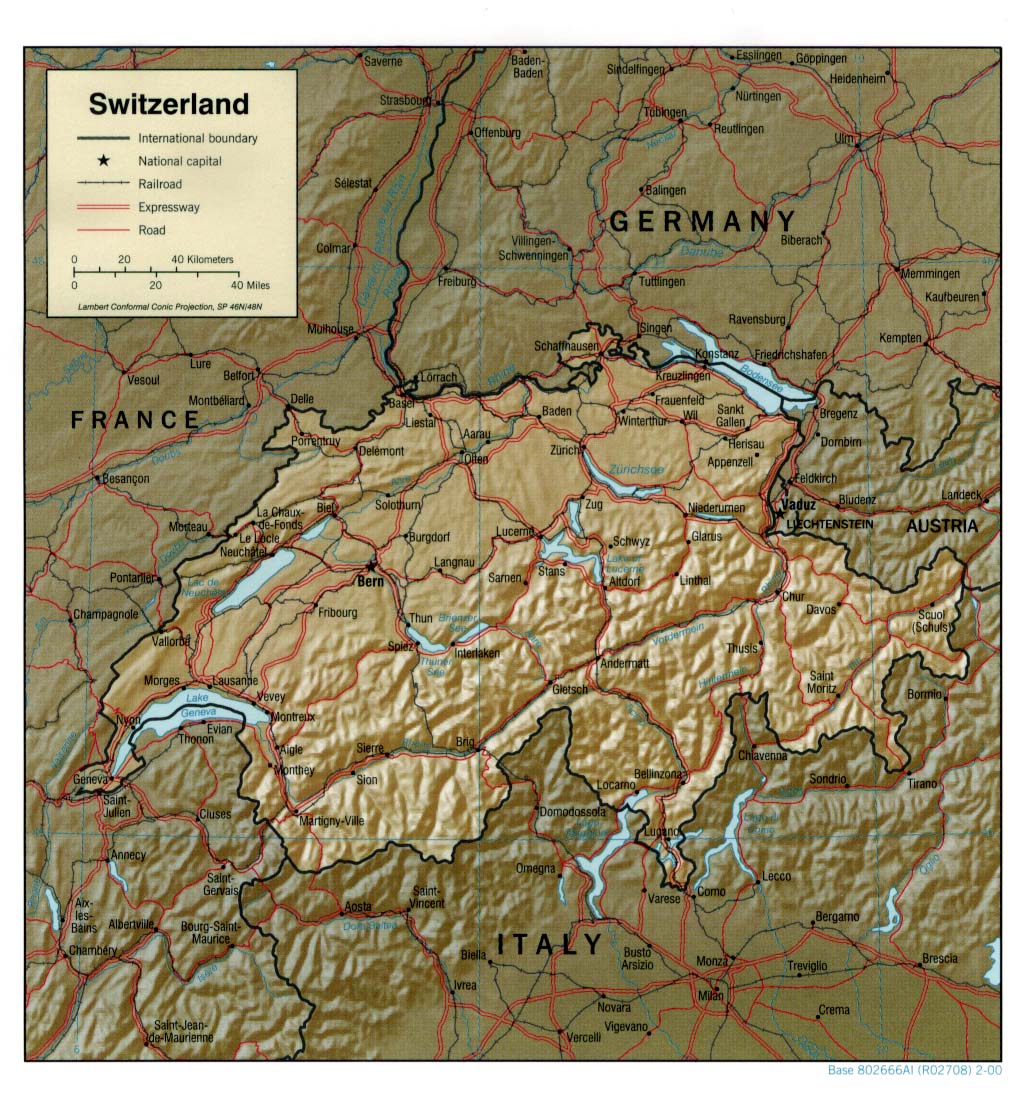 Mapa de Relieve Sombreado de Suiza