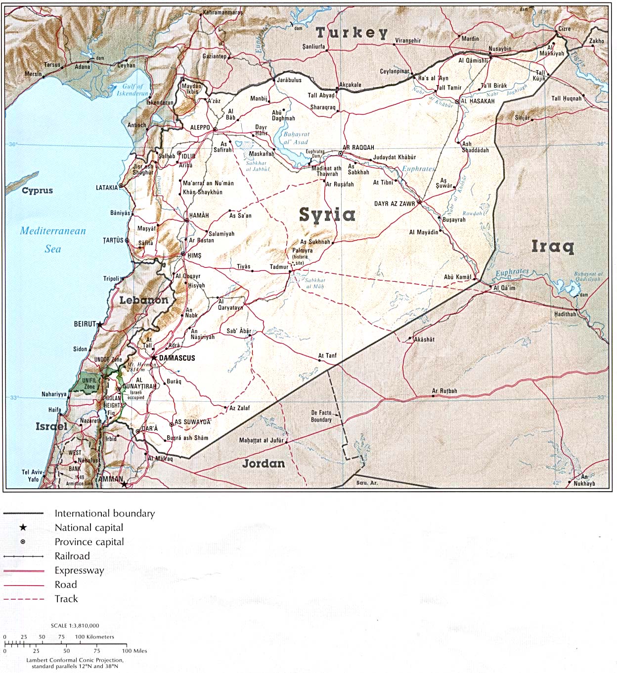 Mapa de Relieve Sombreado de Syria