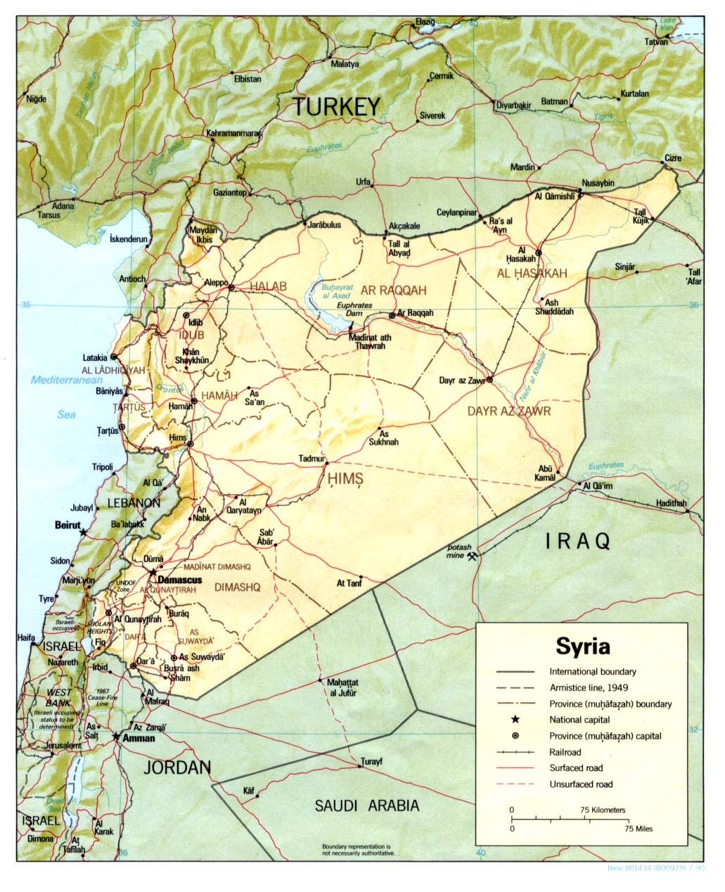 Mapa de Relieve Sombreado de Syria