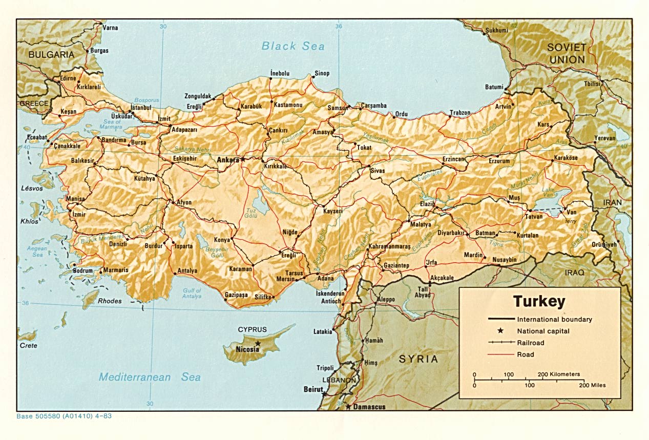 Mapa de Relieve Sombreado de Turquía