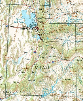 Mapa de Relieve Sombreado de Utah, Estados Unidos