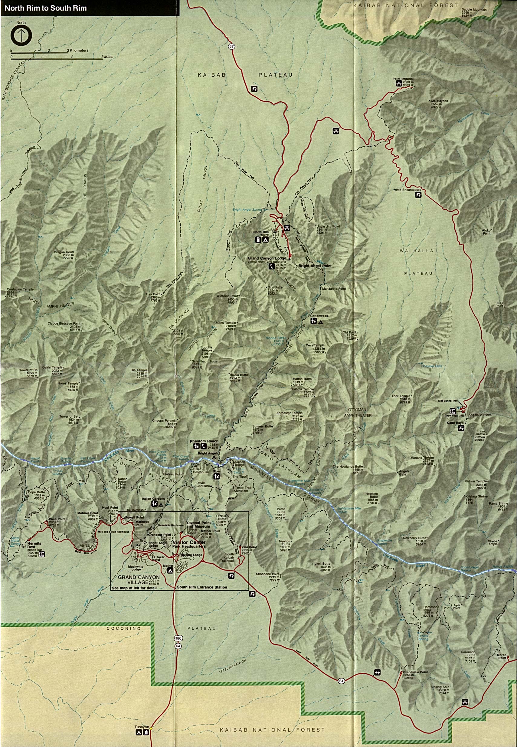 Mapa de Relieve Sombreado de la Región Oriental del Parque Nacionall Gran Cañón, Arizona, Estados Unidos