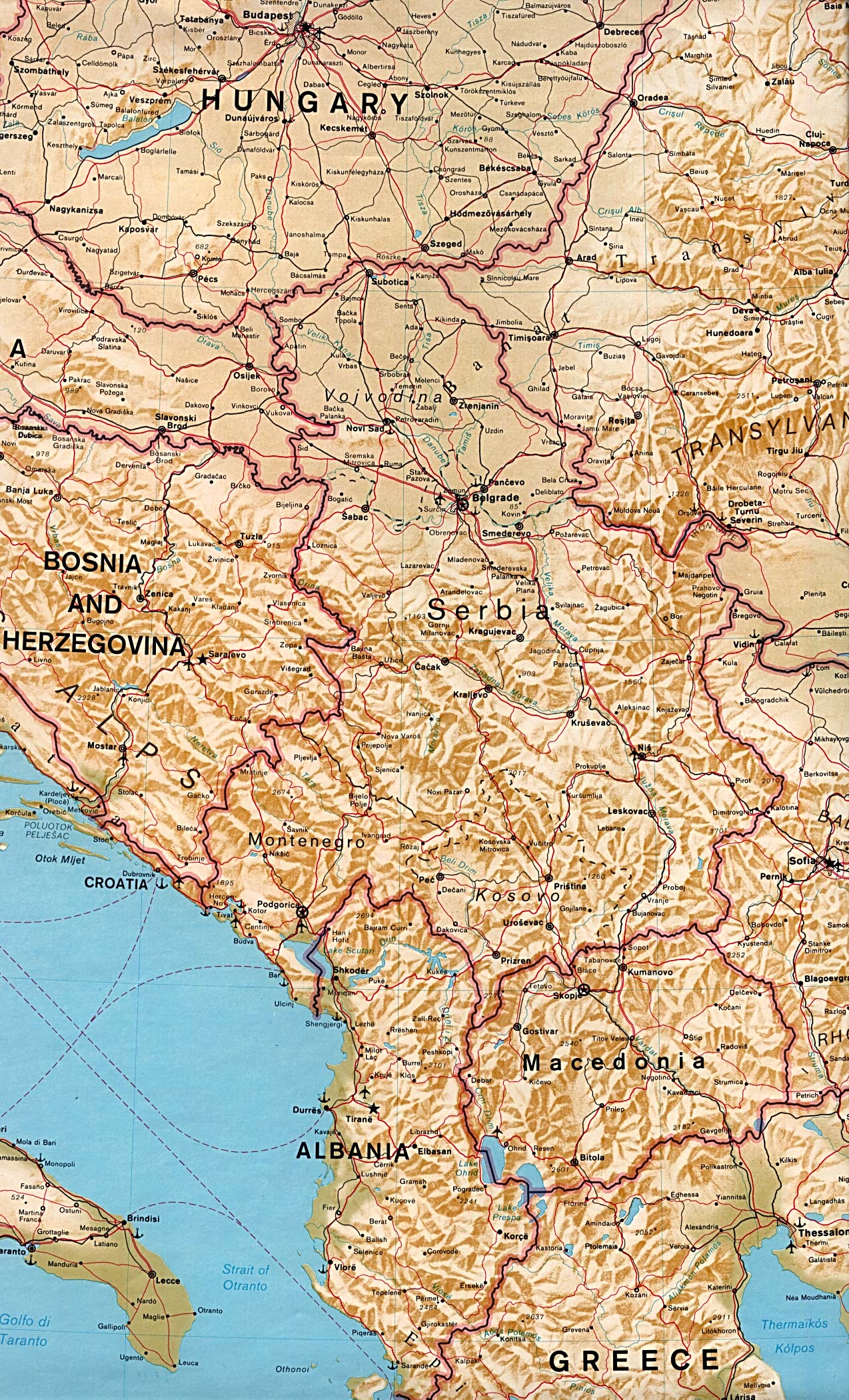 Mapa de Relieve Sombreado de los Balcanes Orientales
