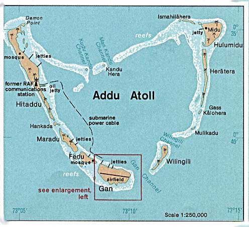 Mapa de Relieve Sombreado del Atolón de Addu (Addu), Maldivas