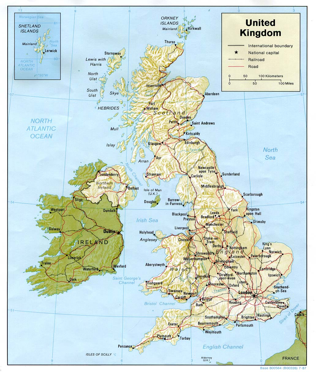 Mapa de Relieve Sombreado del Reino Unido
