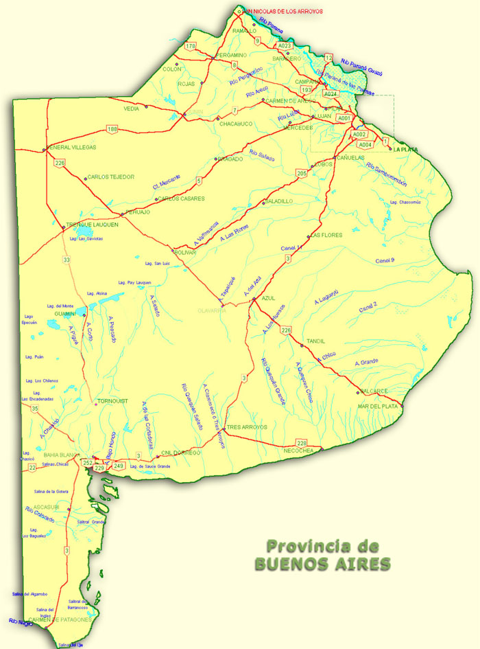 Mapa de Rutas Nacionales, Prov. Buenos Aires, Argentina