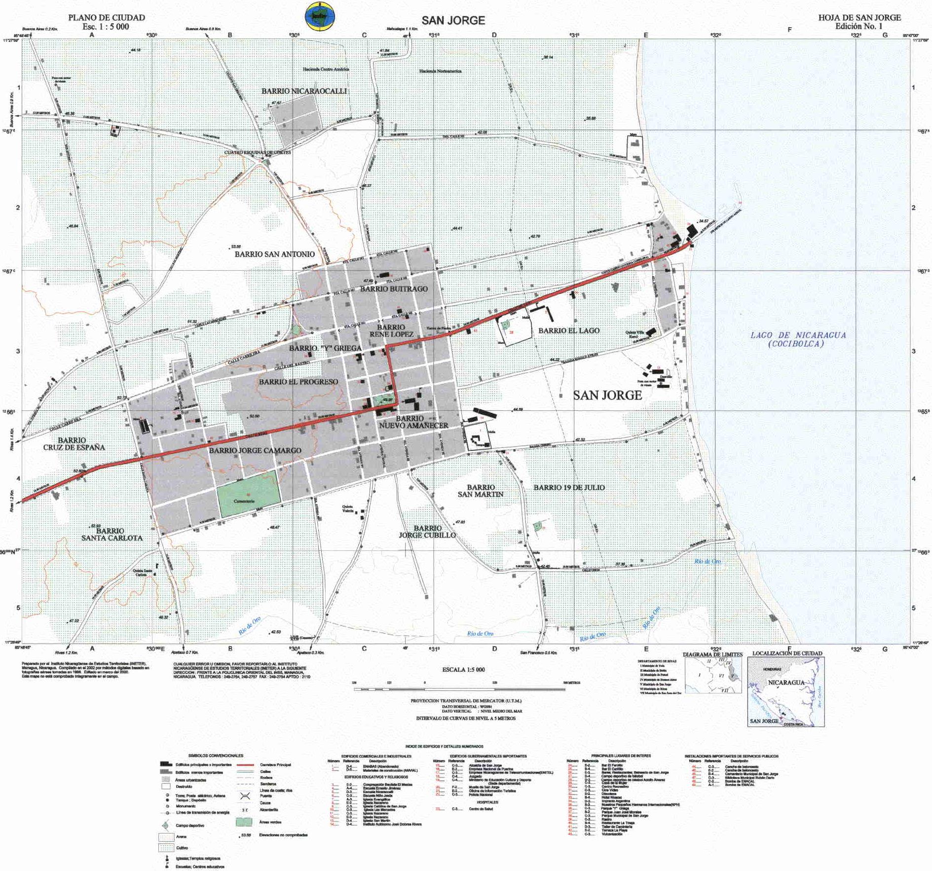 Mapa de San Jorge, Departamento de Rivas, Nicaragua