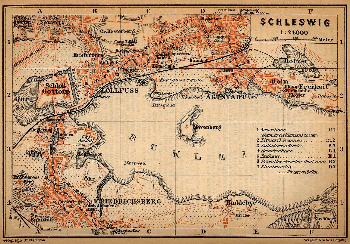 Mapa de Schleswig, Alemania 1910