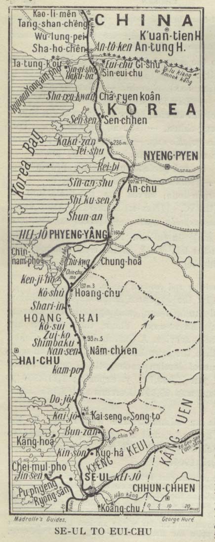 Mapa de Seúl Hacia Eui-chu 1912