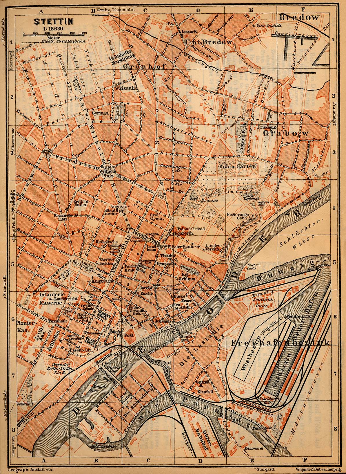 Mapa de Szczecin (Stettin), Alemania 1910