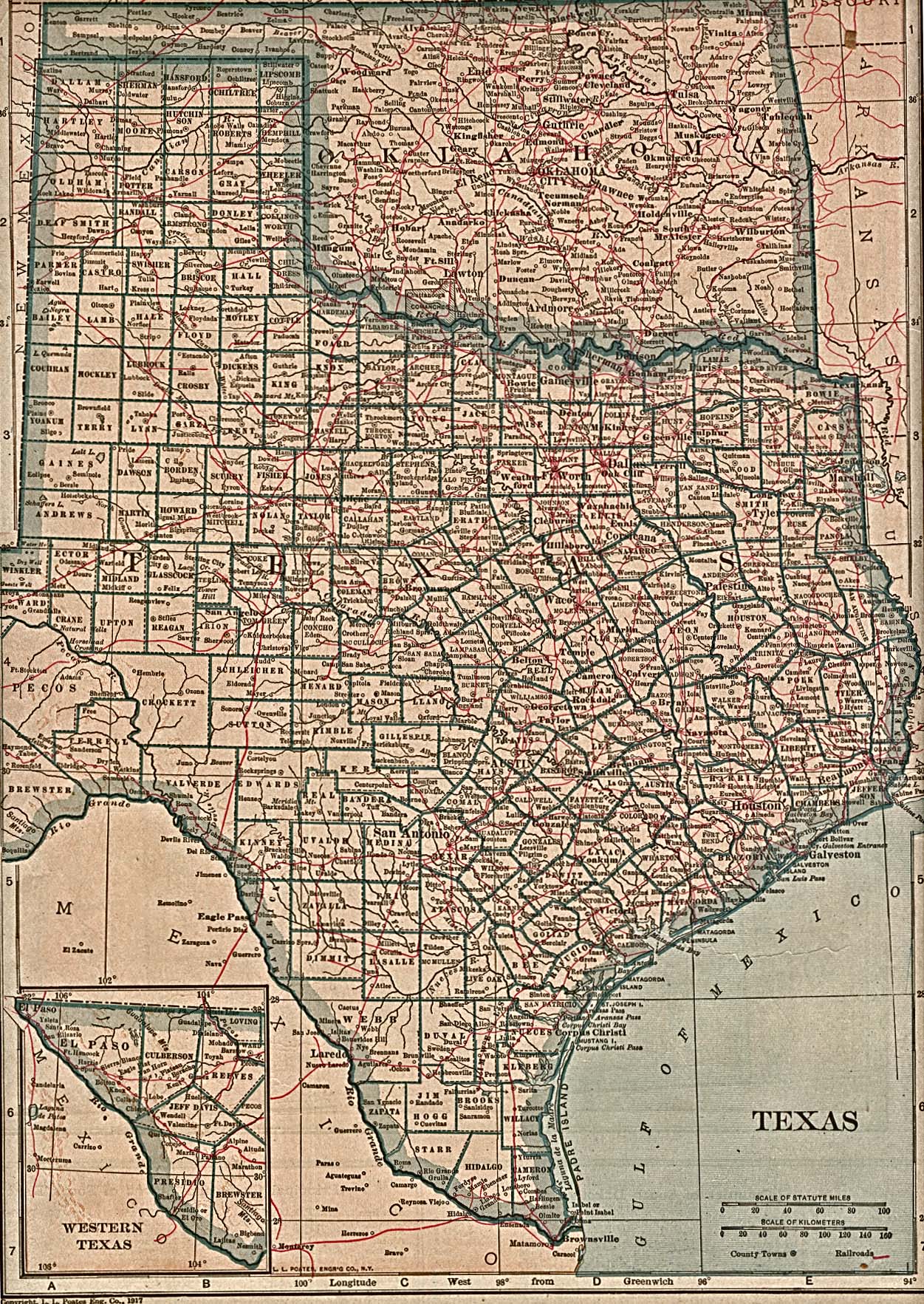 Mapa de Texas 1917