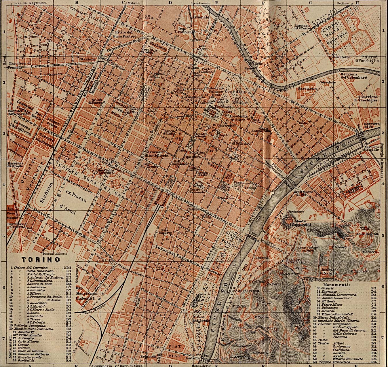 Mapa de Turín, Italia 1913