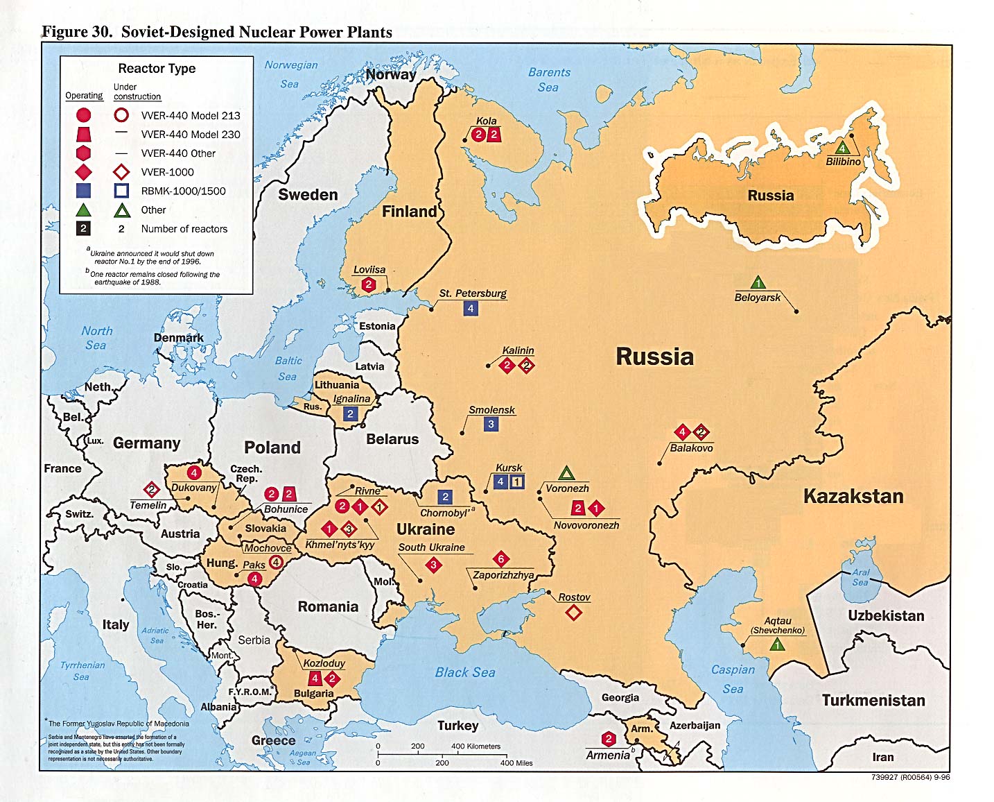 Mapa de Ubicación de las Centrales Nucleares de Diseño Soviético