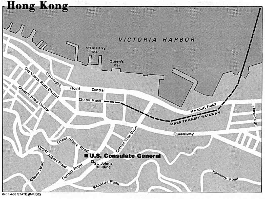Mapa de Ubicación del Consulado General US en Hong Kong