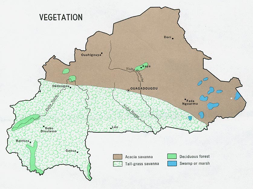 Mapa de Vegetación de Burkina Faso