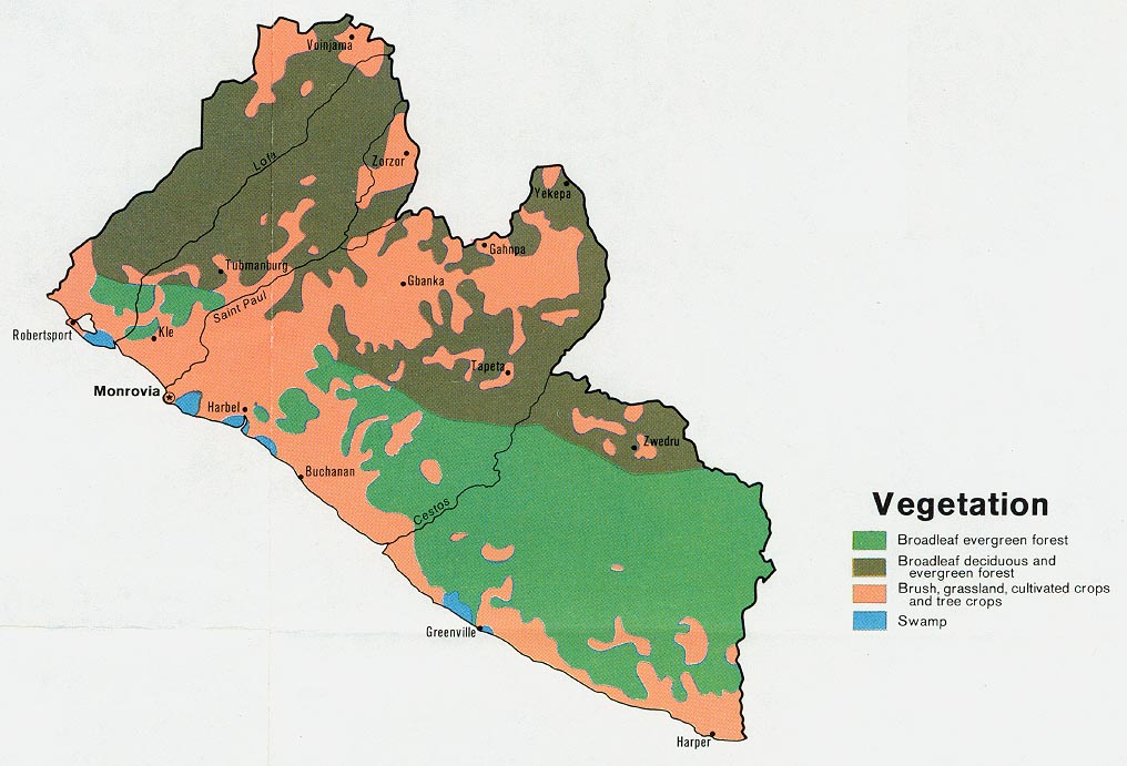 Mapa de Vegetación de Liberia