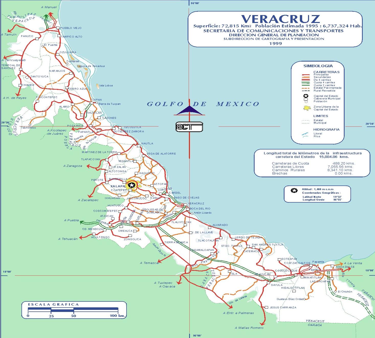 Mapa de Veracruz-Llave (Estado), Mexico
