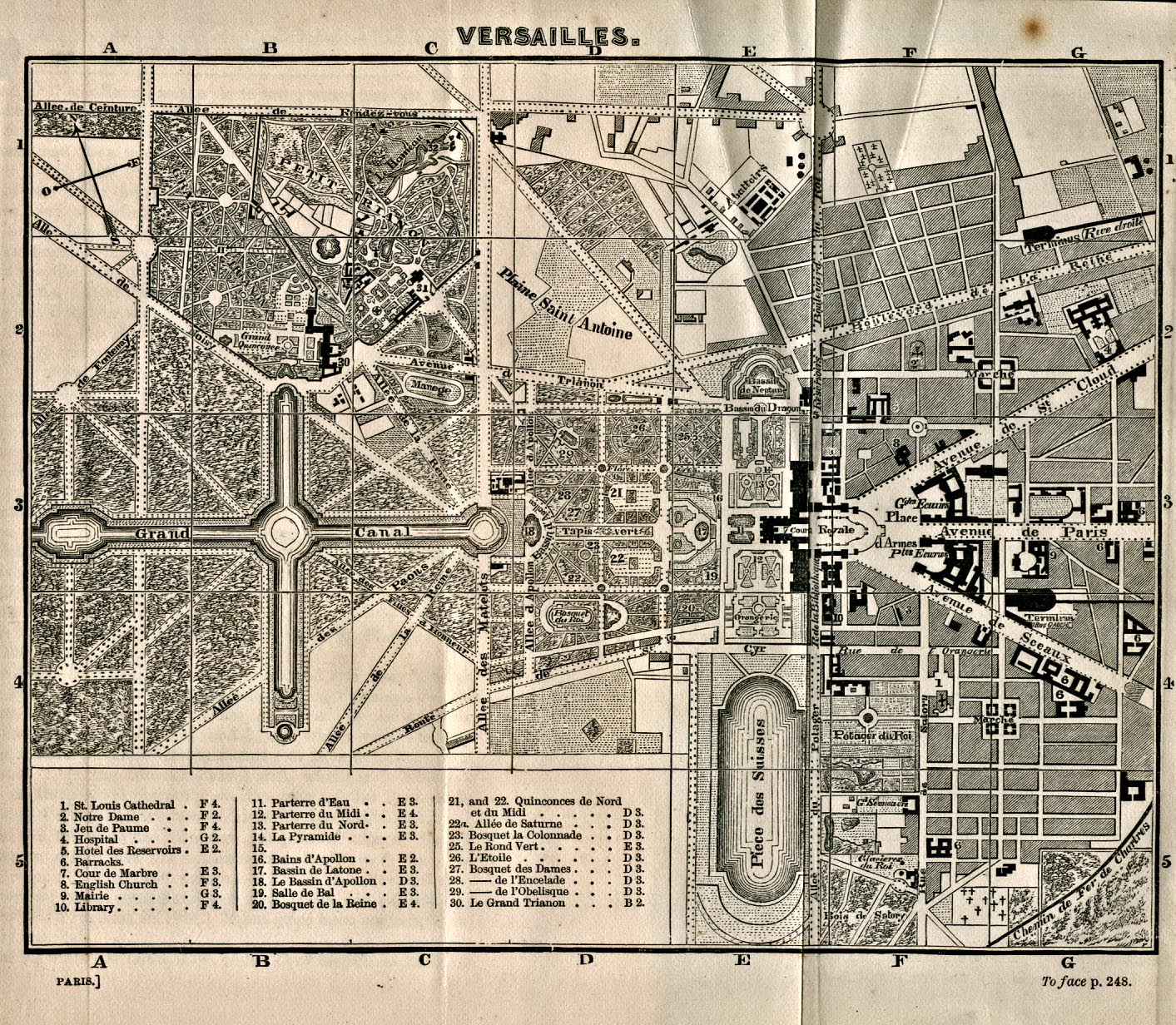 Mapa de Versailles, Francia 1866