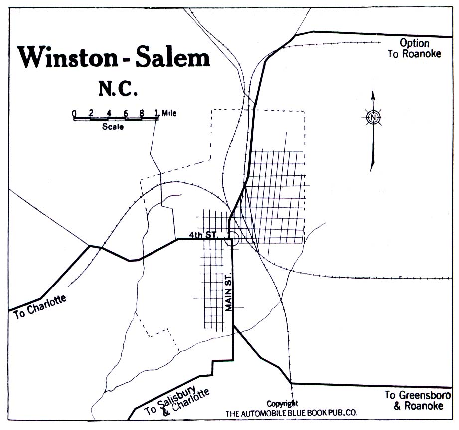 Mapa de Winston-Salem, Carolina del Norte, Estados Unidos 1919